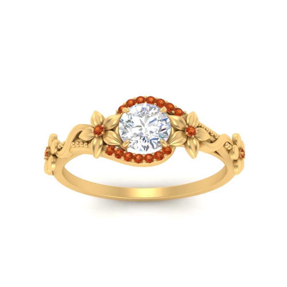 round-floral-halo-orange-sapphire-engagement-ring-in-FD10057RORGSAORANGLE3-NL-YG