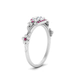 Load image into Gallery viewer, round-floral-halo-pink-sapphire-engagement-ring-in-FD10057RORGSADRPIANGLE3-NL-WG
