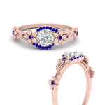 Load image into Gallery viewer, round-floral-halo-sapphire-engagement-ring-in-FD10057RORGSABLANGLE3-NL-RG
