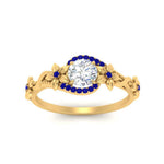 Load image into Gallery viewer, round-floral-halo-sapphire-engagement-ring-in-FD10057RORGSABLANGLE3-NL-YG
