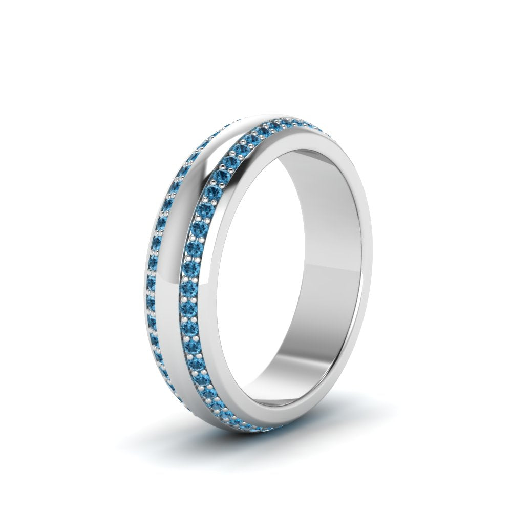 Beveled Edge Matte Eternity Mens Engagement Ring