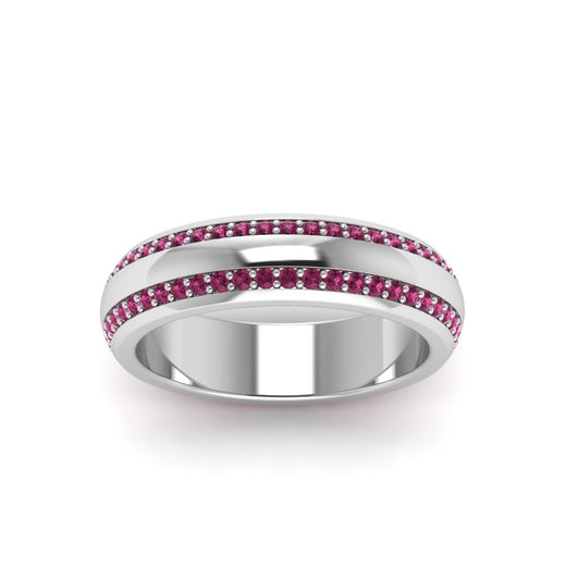 Beveled Edge Matte Eternity Mens Engagement Ring