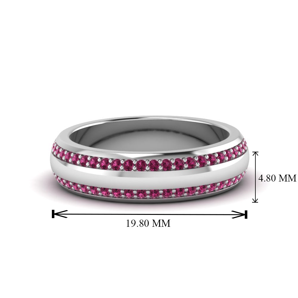 Beveled Edge Matte Eternity Mens Engagement Ring