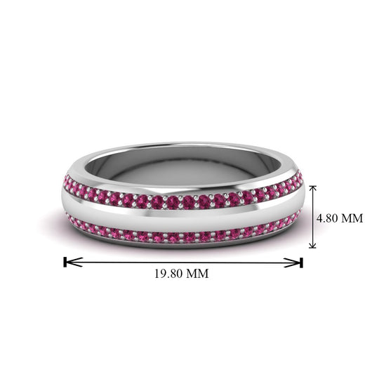 Beveled Edge Matte Eternity Mens Engagement Ring