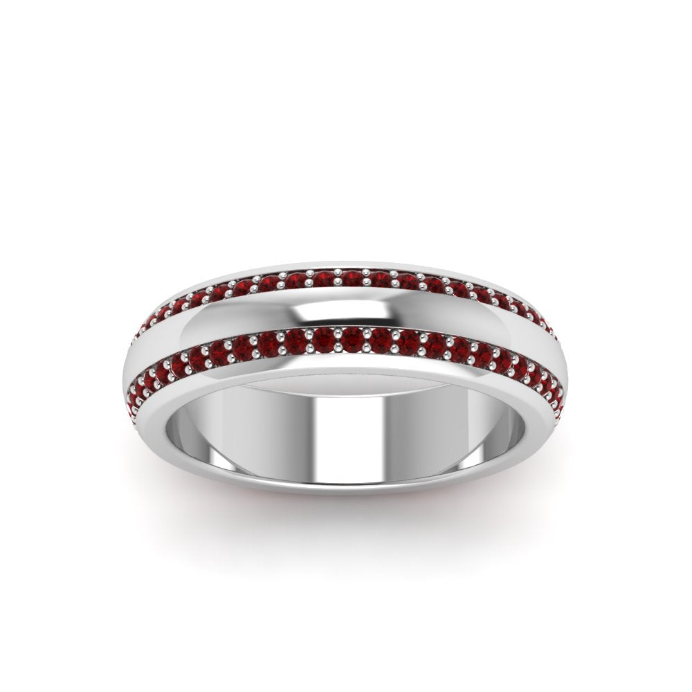 Beveled Edge Matte Eternity Mens Engagement Ring