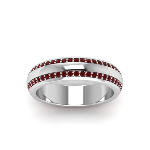 Beveled Edge Matte Eternity Mens Engagement Ring
