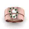 Load image into Gallery viewer, round-green-emerald-wedding-band-with-white-diamond-in-14K-rose-gold-FD1144BGEMGR-NL-RG.jpg