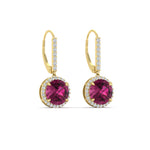 Load image into Gallery viewer, round-halo-3-carat-diamond-drop-earrings-with-pink-sapphire-in-yellow-gold-FDEAR11235ROGSADRPI-3.00-CT-NL-YG.jpg
