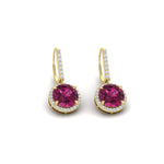 Load image into Gallery viewer, round-halo-3-carat-diamond-drop-earrings-with-pink-sapphire-in-yellow-gold-FDEAR11235ROGSADRPI-3.00-CT-NL-YG.jpg
