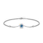 Load image into Gallery viewer, round-halo-chain-blue-topaz-bracelet-in-FDBRC9637GICBLTOANGLE2-NL-WG
