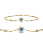 Load image into Gallery viewer, round-halo-chain-blue-topaz-bracelet-in-FDBRC9637GICBLTOANGLE2-NL-YG
