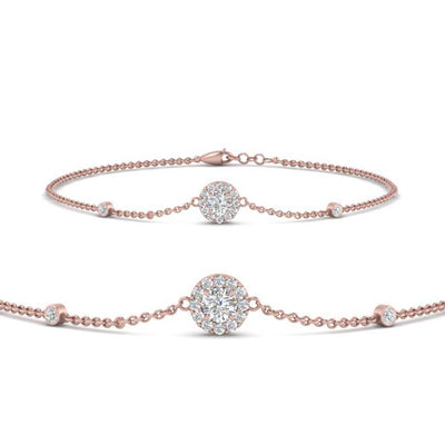 Round Halo Chain Diamond Bracelet