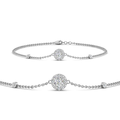 Round Halo Chain Diamond Bracelet