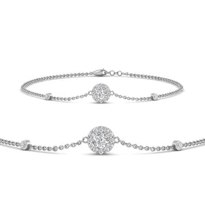 Round Halo Chain Diamond Bracelet