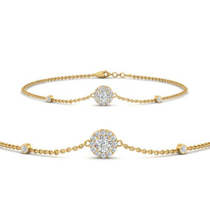 Round Halo Chain Diamond Bracelet
