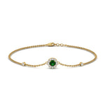 Load image into Gallery viewer, round-halo-chain-emerald-bracelet-in-FDBRC9637GEMGRANGLE2-NL-YG
