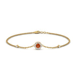 Load image into Gallery viewer, round-halo-chain-orange-sapphire-bracelet-in-FDBRC9637GSAORANGLE2-NL-YG
