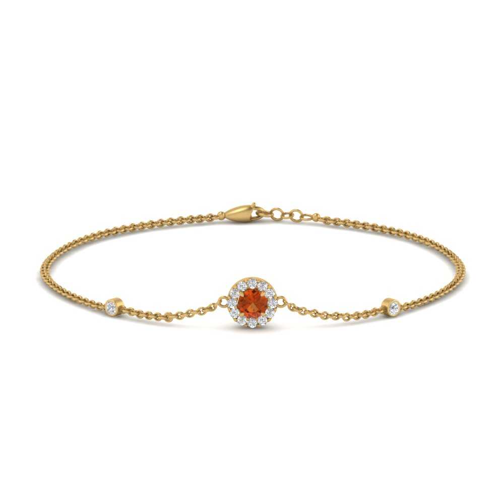 round-halo-chain-orange-sapphire-bracelet-in-FDBRC9637GSAORANGLE2-NL-YG