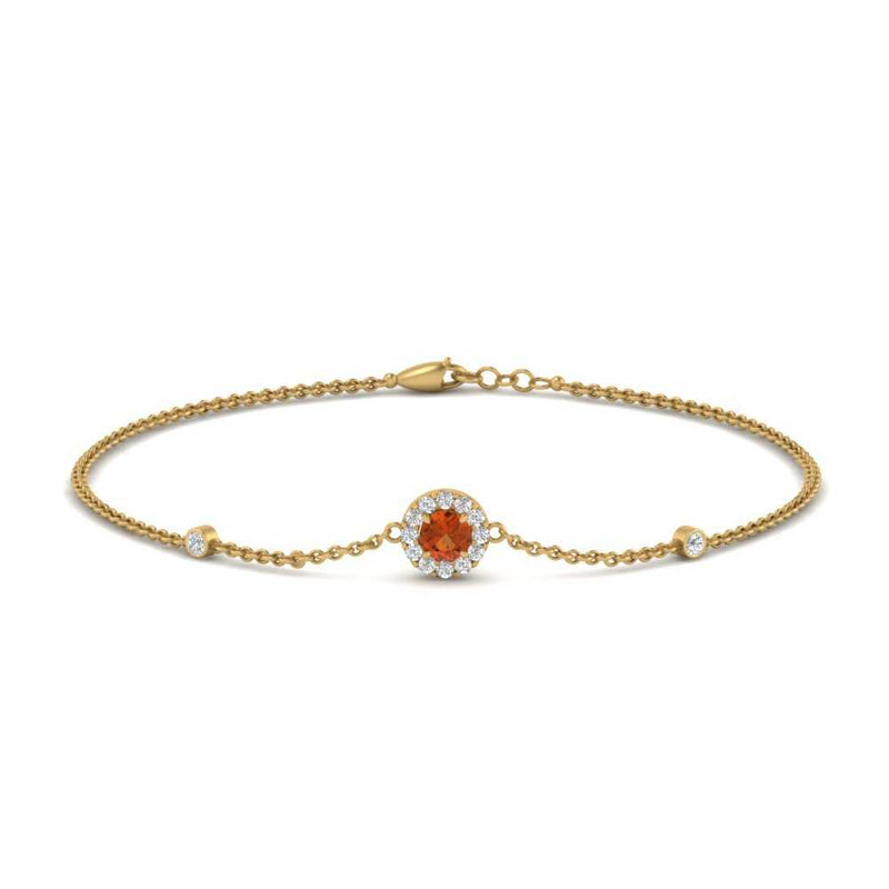 round-halo-chain-orange-sapphire-bracelet-in-FDBRC9637GSAORANGLE2-NL-YG