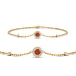 Load image into Gallery viewer, round-halo-chain-orange-sapphire-bracelet-in-FDBRC9637GSAORANGLE2-NL-YG
