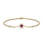 Load image into Gallery viewer, round-halo-chain-pink-sapphire-bracelet-in-FDBRC9637GSADRPIANGLE2-NL-YG
