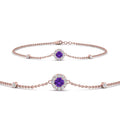 Thumbnail 54 - round-halo-chain-purple-topaz-bracelet-in-FDBRC9637GVITOANGLE2-NL-RG