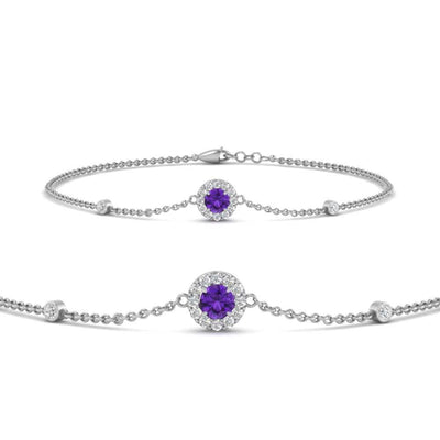 Round Halo Chain Diamond Bracelet