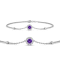 Thumbnail 56 - round-halo-chain-purple-topaz-bracelet-in-FDBRC9637GVITOANGLE2-NL-WG