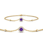 Load image into Gallery viewer, round-halo-chain-purple-topaz-bracelet-in-FDBRC9637GVITOANGLE2-NL-YG
