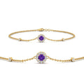 Thumbnail 58 - round-halo-chain-purple-topaz-bracelet-in-FDBRC9637GVITOANGLE2-NL-YG