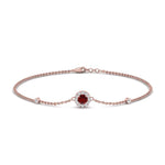 Load image into Gallery viewer, round-halo-chain-ruby-bracelet-in-FDBRC9637GRUDRANGLE2-NL-RG
