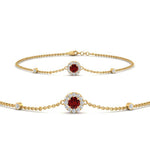 Load image into Gallery viewer, round-halo-chain-ruby-bracelet-in-FDBRC9637GRUDRANGLE2-NL-YG

