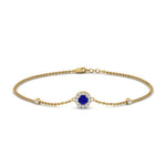 Load image into Gallery viewer, round-halo-chain-sapphire-bracelet-in-FDBRC9637GSABLANGLE2-NL-YG
