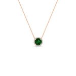 Load image into Gallery viewer, round-halo-emerald-1-carat-necklace-in-FDPD10984GEMGR-1.00CT-NL-RG-CS
