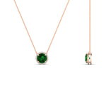 Load image into Gallery viewer, round-halo-emerald-1-carat-necklace-in-FDPD10984GEMGR-1.00CT-NL-RG-CS
