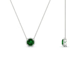 Load image into Gallery viewer, round-halo-emerald-1-carat-necklace-in-FDPD10984GEMGR-1.00CT-NL-WG-CS
