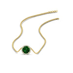 Load image into Gallery viewer, round-halo-emerald-1-carat-necklace-in-FDPD10984GEMGR-1.00CT-NL-YG-CS
