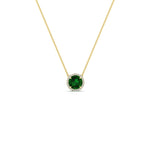 Load image into Gallery viewer, round-halo-emerald-1-carat-necklace-in-FDPD10984GEMGR-1.00CT-NL-YG-CS
