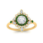 Load image into Gallery viewer, round-halo-floral-emerald-engagement-ring-in-yellow-gold-FD9822RORGEMGRANGLE5-NL-YG?v=1755852216
