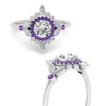 Load image into Gallery viewer, round-halo-floral-purple-topaz-engagement-ring-in-white-gold-FD9822RORGVITOANGLE3-NL-WG_f91424cd-6df2-41e8-8523-45093a74de68?v=1755852239
