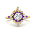 Load image into Gallery viewer, round-halo-floral-purple-topaz-engagement-ring-in-yellow-gold-FD9822RORGVITO-NL-YG_81f48867-2ed3-4081-b420-a963148dc9dd?v=1755852240
