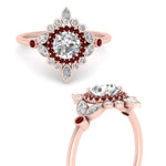 Load image into Gallery viewer, round-halo-floral-ruby-engagement-ring-in-rose-gold-FD9822RORGRUDRANGLE3-NL-RG?v=1755852216
