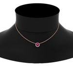 Load image into Gallery viewer, round-halo-pink-sapphire-1-carat-necklace-in-FDPD10984GSADRPI-1.00CT-NL-RG-CS
