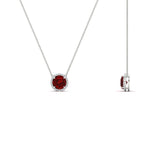 Load image into Gallery viewer, round-halo-ruby-1-carat-necklace-in-FDPD10984GRUDR-1.00CT-NL-WG-CS
