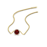 Load image into Gallery viewer, round-halo-ruby-1-carat-necklace-in-FDPD10984GRUDR-1.00CT-NL-YG-CS
