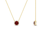 Load image into Gallery viewer, round-halo-ruby-1-carat-necklace-in-FDPD10984GRUDR-1.00CT-NL-YG-CS

