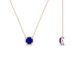 Load image into Gallery viewer, round-halo-sapphire-1-carat-necklace-in-FDPD10984GSABL-1.00CT-NL-RG-CS
