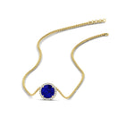 Load image into Gallery viewer, round-halo-sapphire-1-carat-necklace-in-FDPD10984GSABL-1.00CT-NL-YG-CS
