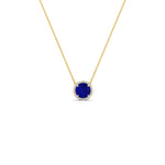 Load image into Gallery viewer, round-halo-sapphire-1-carat-necklace-in-FDPD10984GSABL-1.00CT-NL-YG-CS
