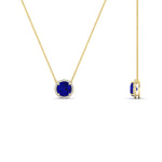 Load image into Gallery viewer, round-halo-sapphire-1-carat-necklace-in-FDPD10984GSABL-1.00CT-NL-YG-CS
